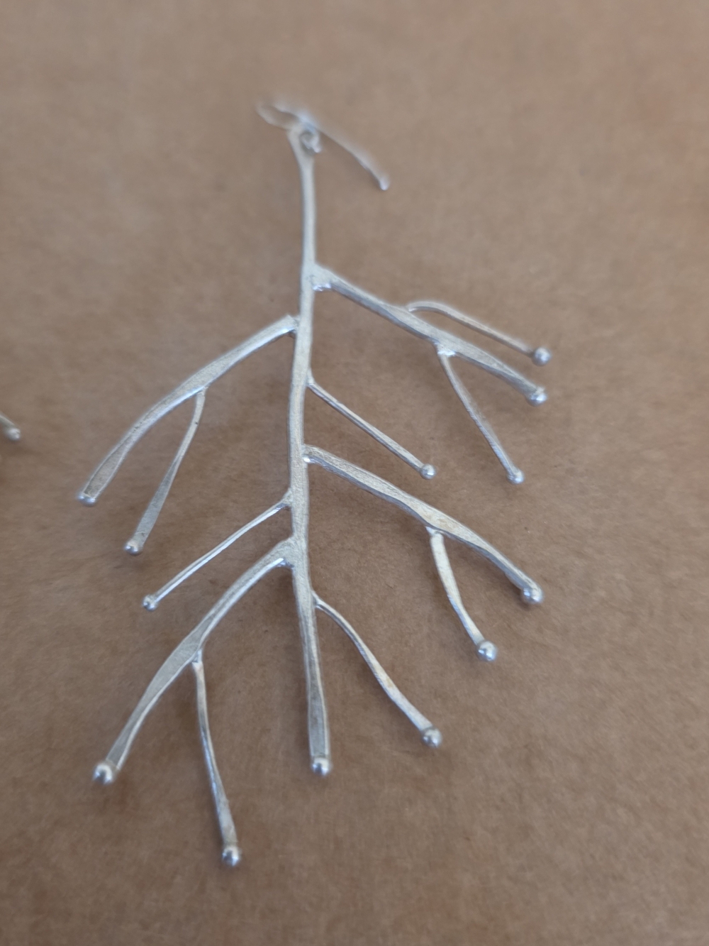 Silver Branch Dangle Earrings - Women Jewelry - Picture 2 of 4
